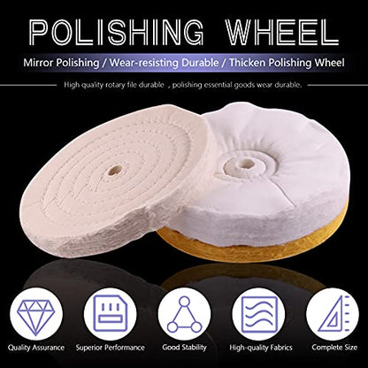 Swpeet 8" Buffing & Polishing Wheels Kit - 6PCs Including 3PCs Compounds, Cotton & Flannel Pads for Bench Grinder - style: NO.11 Buffing Polishing Wheels