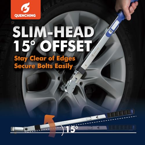 QUENCHING Split Beam Torque Wrench, 3/8-Inch Drive, 20–100 ft-lb, ±4% Accuracy, 15° Flex Head, CR-V Steel, Reliable Torque Wrench for Daily Garage and Automotive Maintenance - size: 3/8"DR. 20-100 FT-LB