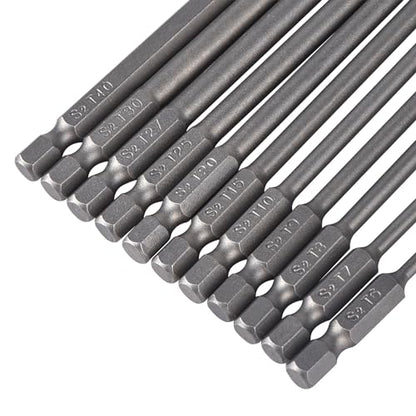 YDLQWCZ Torx Bit Set 11 Piece 4 Inch long Security Tamper Proof Star Bit Set S2 Steel 1/4" Hex Shank T6-T40 Magnetic Impact Driver Drill Bits - size: 4 In.