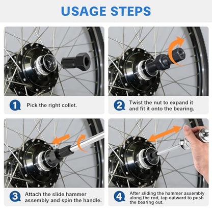 12pcs Blind Hole Collet Bearing Puller Set with Slide Hammer and Expandable Collets 8-32mm, Pilot Bearing Removal Tool for Internal, Wheel Bearings in Automotive and Motorcycle Use