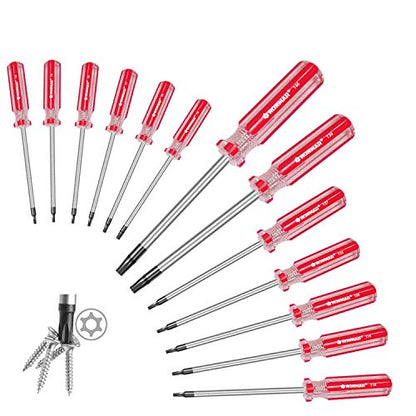 13-Piece Magnetic Torx Screwdrivers Set, Security Tamper Proof, T4、T5、T6、T7、T8、T9、T10、T15、T20、T25、T27、T30、T40 (red)