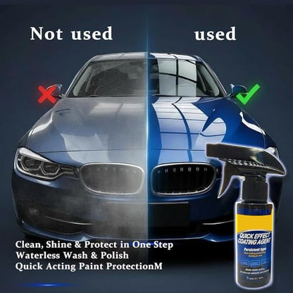 Quick Effect Coating Agent for Car, Quick Effect Coating Agent,Waterless Wash & Polish,Car Coating Spray for Shine & Protection,Quick Acting Paint Protection and Glass Cleaner(1Pack:120ml+Brush+Towel) - color: Quick Effect Coating Agent