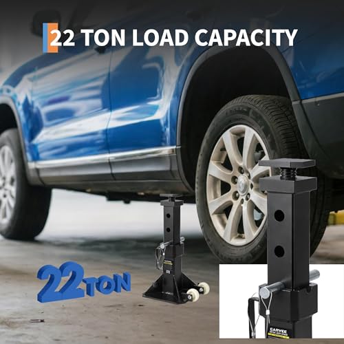 22 Ton Jack Stands,Heavy Duty Pin Type Car Jack Stand with Lock,2 Caster Wheels AndWide Base Safety Design for Supporting Trucks, Trailers and Equipment,Adjustable Height 13.8"-19.7",Black,1 Pair