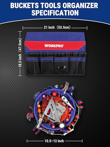 WORKPRO Bucket Tool Organizer with 51 Pockets Fits to 3.5-5 Gallon Bucket (Tools Excluded) | Perfect for Garden, Construction, Carpenter, Electrician, Welding Organize Tools