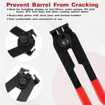 22 PCS Universal CV Joint Boot Clamp Pliers Kit, CV Boot Band Pliers with 20PCS Crimp Bands, Band Clamps Ear Type Extension for Most Cars
