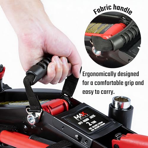 2 Ton (4,400 lbs) Hydraulic Off-Road Floor Jack with Big Wheels, Heavy-Duty Steel Construction, Adjustable Height Saddle for Trucks, SUVs & ATVs