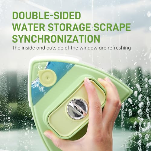 Double-Sided Magnetic Window Cleaner, Green | Adjustable Magnetic Double Window Wiper, Fits 3-30mm Glass Thickness, 2.5m Safety Rope for High-Rise & Auto Glass - color: Green