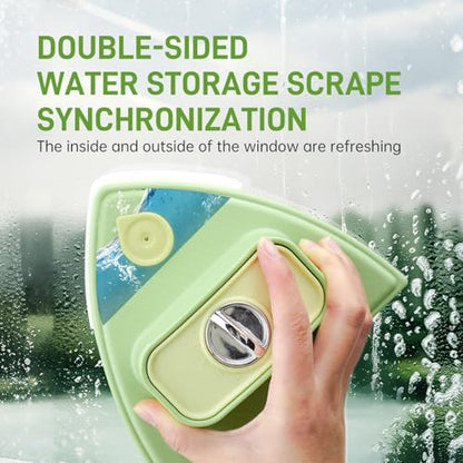 Double-Sided Magnetic Window Cleaner, Green | Adjustable Magnetic Double Window Wiper, Fits 3-30mm Glass Thickness, 2.5m Safety Rope for High-Rise & Auto Glass - color: Green