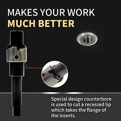 M12x1.5X16.2MM Thread Repair Kit with Insert HSS Drill, Tap, Counterbore, Installation Driver, Metric, 10PCS Stainless Steel Insert M12x1.5X16.2MM