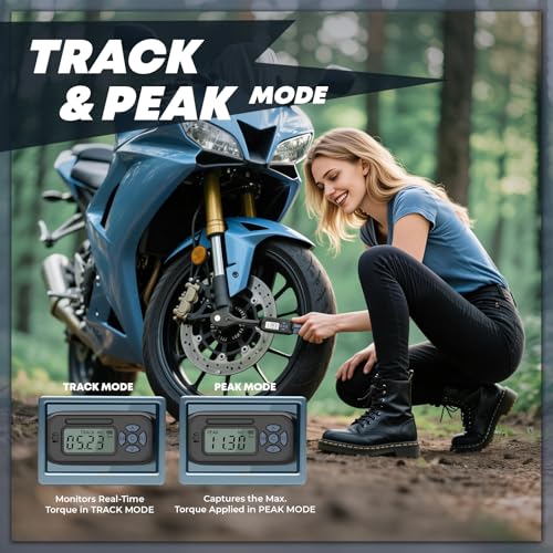 3/8 Torque Wrench Digital (2.21-44.25 Ft. Lb) ±2% High accuracy Digital Torque Wrench 3/8 Drive Ratchet with Buzzer&LED Indicator Track Mode/Universal Joint&6" Xtension Bar for Bike Moto Auto