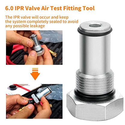 Mekar 6.0 IPR Valve Socket and Oil Rail Adapters Kits and 6.0 High Pressure Oil Pump IPR Valve Air Test Fitting Tool with Seal Kit Compatible with 6.0L Powerstroke Diesel Engine - size: 8PCS Set