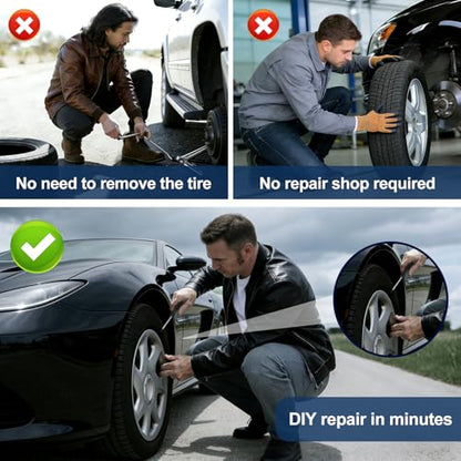 72 PCS Tire Repair Rubber Nail Kit, Vacuum Tire Repair Kits Spiral Rubber Screws, Quick Self-Service Tool for Car, Truck, Motorcycle, Tractor Tire Puncture Repair (72 PCS Screwdriver included)