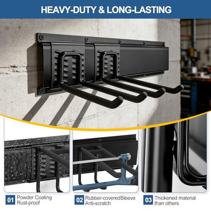 Garage Tool Organizer Wall Mount 49.5", 520lbs Heavy Duty Rack | 11 Adjustable Hooks for Garage Wall Garden & Yard Storage, Shed Wall Hanger System for Shovels, Ladders, Brooms, Weed Eaters - size: 49.5''-14Pack