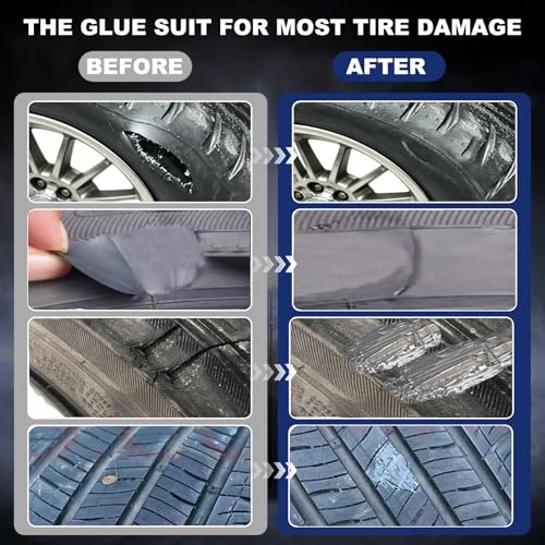 42Pcs Tire Repair Plugs Screws with 2 Tube Sealant &Screwdriver | 3 Sizes Fast Self-Sealing Tire Repair Rubber Plug Nail Kit, Car Motorcycle Truck ATV, Quick Fix Screw-in Tire Glue