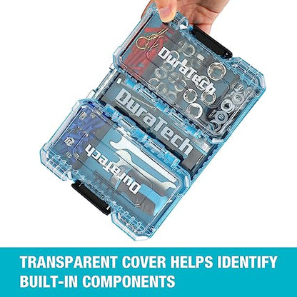 DuraTech 3 Pieces Small Parts Organizer, 14 Compartments, Removable Dividers, Portable Hardware Tool Box Organizer with Transparent Plastic Lid, Durable Cases Storage for Small Tools and Accessories