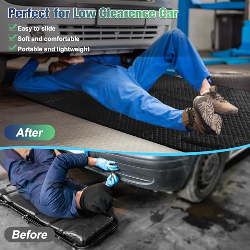 Wayona Rolling Creeper Mat 58"X27", Foldable Under Car Repair Mat for Mechanics, Automotive Creeper Mat with Storage Bag Gloves for Low Clearance, Uneven Roads, Long-Distance Trucks and All Terrains