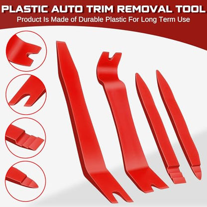 5pcs Auto Trim Removal Tool Set - 5Pcs Car Panel Pry Kit with Metal Fastener Remover. POM Plastic Interior Dashboard Door Molding Repair Tools (5Pcs-RED) - style: 5Pcs-RED