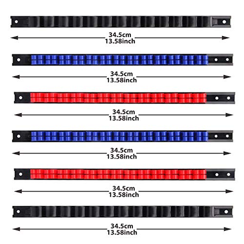 CASOMAN 6 Piece Screwdriver Organizer and Wrench Organizer, Hand Tool Holder, Plastic Rail Wrench Hanger with Clips - size: 6pcs