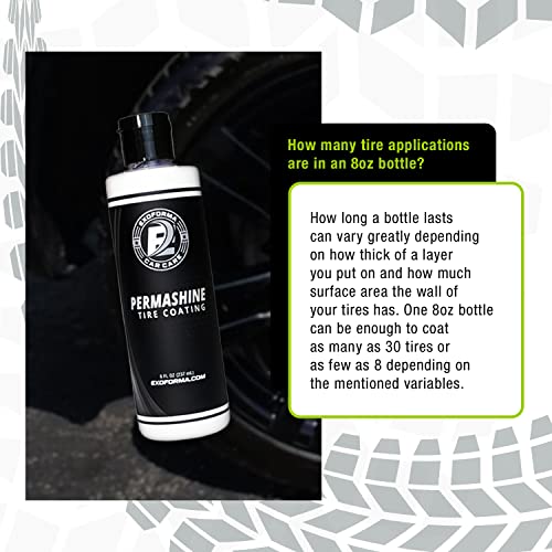 ExoForma PermaShine Tire Coating & Dressing - Extreme High Shine & Durability - Long-Lasting Acrylic Anti-Stick No-Sling Protection - Won’t Wash Off - Dries Fast to the Touch - 8 fl oz