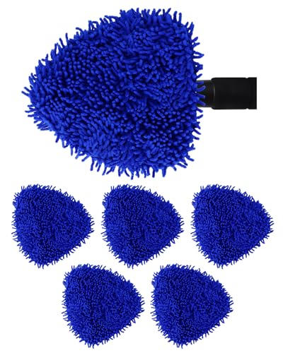 5 Pack Microfiber Pads, Upgraded High-Density Chenille Replacement Heads Cover for Windshield Cleaner Tools, Car Windshield Cleaner Pads, Fit for Window Reach Tool, Handle Not Included (Blue) - color: Chenille Triangle (Blue)