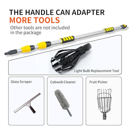 Car Wash Brush with Long Handle, 20FT Reach Telescopic Flow-Thru Car Washing Brushes, 11.8" Soft Bristle Cleaning Brush with On/Off Switch for Auto Cars, Trucks, RV, Truck, Boat, Wall, Solar Panels