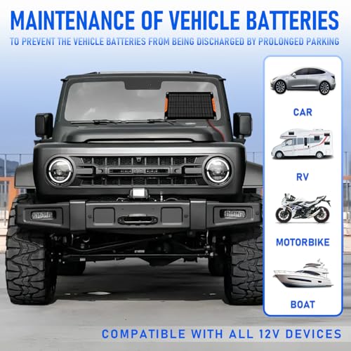 10 Watt 12 V Solar Car Battery Charger & Maintainer | Portable Solar Panel Trickle Chargerr for Car, Boat, Automotive,RV - size: 10W
