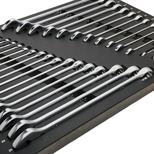 Wiha 30492 31-Piece Combination Wrench Set, SAE and Metric | 12-Point Box and Open Ends, Full Drawer Tray