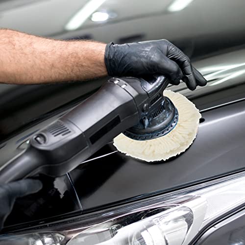 Tallew 6 Pcs 3 Inch Wool Polishing Pad Hook Loop Buffing Pad for Drill Curved Edge Compound Cutting Tool Drill Polisher Attachment Wheel Polish Kit Car Body Repair Buffing - size: 3 Inch
