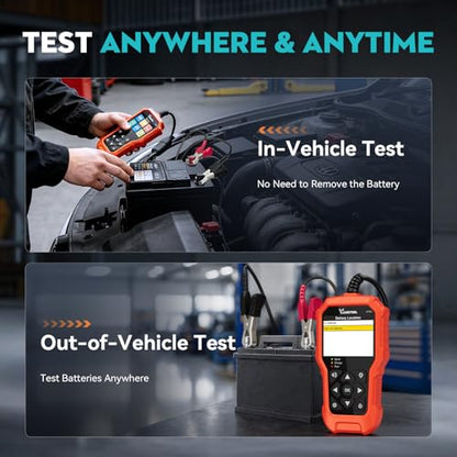 Car Battery Tester 6V 12V 24V VDIAGTOOL BT500, 5-3000 CCA Battery Load Tester, Starter Alternator Tester Automotive Charging Cranking System Analyzer for Car Truck Motorcycle SUV ATV Boat