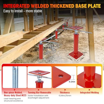 4 Pack House Jacks for Leveling, 11-16 in Crawlspace Support Posts | 4-Pack support set - For crawlspaces, basements, floor joists and beams; includes 4 jack posts and 2 adjustment rods