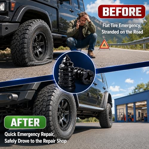 Vigorder 60PCS Tire Repair Rubber Nail Kit - Storage Box & Screwdriver - for Cars, Motorcycles, Trucks & More