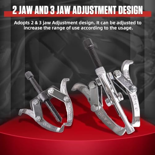 Angchun Gear Puller Set, 3" 4" 6" 8" Bearing Puller Kit Bearing Separator 2 Jaw & 3 Jaw Puller Set with Reversible Jaws Heavy Duty Gear Hub Pulley Puller Tool for Pulley Gear Bearing Flywheel Removal