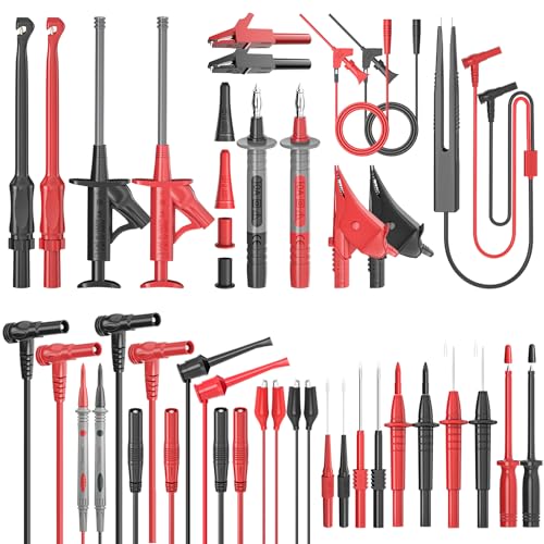Goupchn Silicone Multimeter Test Leads Kit 33PCS for Electrical Testing | Replaceable Wire Piercing Probes Set, Alligator Clips Cable Wires, Test Hook Clips, Testing Tweezer - style: 33PCS