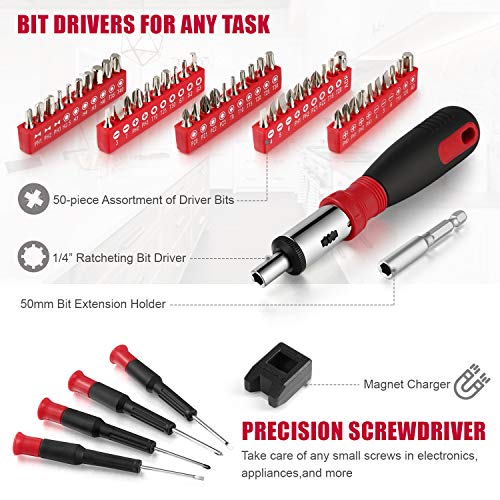 Eastvolt 218-Piece Household Tool Kit, Auto Repair Tool Set, Tool Kits for Homeowner, Plier, Screwdriver Set, Socket Kit and Toolbox Storage Case,Black + Red - size: Pack of 9, style: Tool Kit