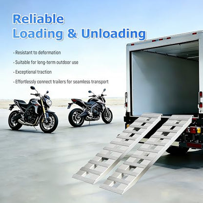 ALMULOO 60" x 15" Aluminum Trailer Ramps 6800 LBS Motorcycle ATV Loading | Ramps Truck Heavy Duty Hook End & Knife Foot