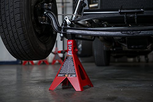 BIG RED T46202 Torin Steel Jack Stands: 6 Ton (12,000 lb) Capacity, Red, 1 Pair - size: 6 Ton, style: normal