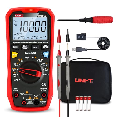 UNI-T Digital Multimeter Tester UT161E, True RMS 1000V AC DC Voltage Meter Tester Ohm Meter Capacitance Frequency 22000 Counts USB Transmission NCV hFE LPF ACV - size: UT161E Multimeter