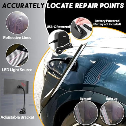 Super PDR Paintless Dent Repair Kit - Professional Puller with 100W Glue Gun LED Line Board and 64 Tabs T-Bar Slide Hammer - Auto Bodywork Tool Set for Car Door Ding Removal and Hail Damage