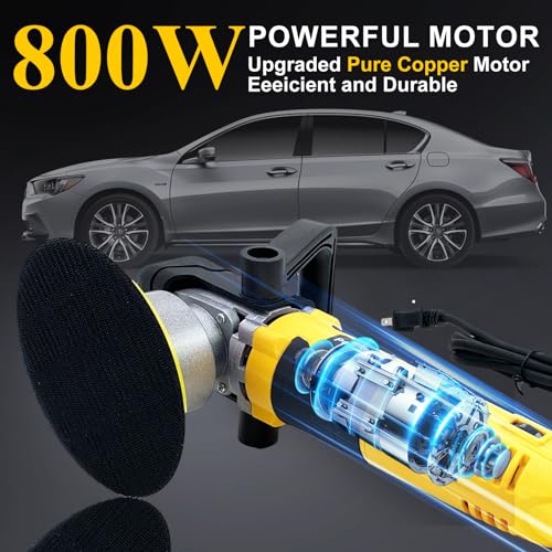 Car Buffer Polisher,6-inch 8mm Dual Action/DA Polisher for Car Detailing, 6 Variable Speed Random Orbital Car Buffer Polisher Waxer Kit with Handle for Car Polishing&Waxing