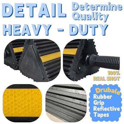 Goshen Sun- Heavy Duty Rubber Wheel Chocks with Reflective Strips,2-Piece (6.3x6x6 Inch)/Wheel Wedge/Tire Stop Block/Curb Parking Stopper/Parking Aid,All-Weather, Non-Slip (007-GRIP)