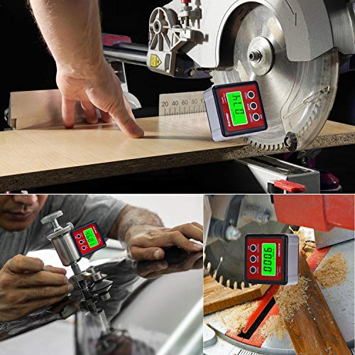Digital Level Box Angle Gauge Protractor Inclinometer Bevel Box with Magnet Base & Large LCD Backlight, Calculating for Carpentry, Building, Masonry, Automobile - color: Red