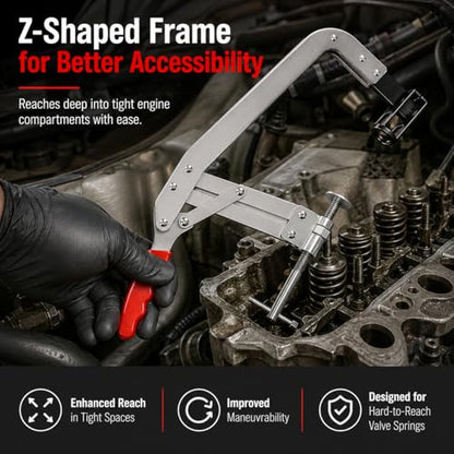 10 Inch C-Style Valve Spring Compressor Pincer Tool, Universal Valve Spring Removal & Install Tool, Cylinder Head Off Service Tool for Automotive Engine Repair & Mechanic Use