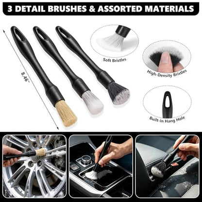 21PCS Car Detailing Kit Interior Cleaner - with Handheld Car Vacuum, Windshield Cleaning Tool, Detailing Brushes, Car Cleaning Supplies Kit for Women Men (Black) - color: black