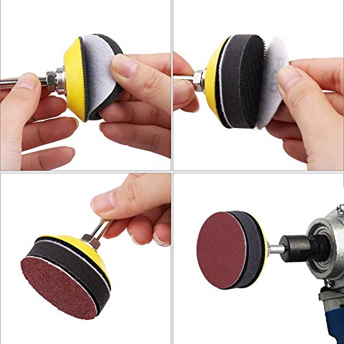 100 Pieces 2 Inch Sanding Discs, 80-3000 Grit Sandpaper | with 1/4" Shank Backing Plate and Foam Buffering Pad,for Drill Grinder Tool,Hook & Loop Sand Paper Assortment Pack