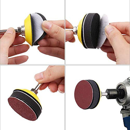 100 Pieces 2 Inch Sanding Discs, 80-3000 Grit Sandpaper | with 1/4" Shank Backing Plate and Foam Buffering Pad,for Drill Grinder Tool,Hook & Loop Sand Paper Assortment Pack