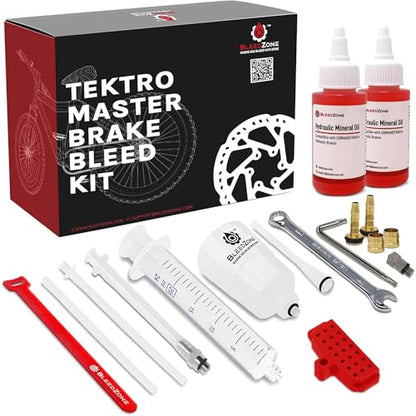 BleedZone Master Tektro TRP 4 Piston Brake Bleed Kit with 120ml Premium Mineral Oil, Hydraulic Bike Brake Bleeder Kit for Tektro & TRP Brakes, Reusable Tools, Syringe & Hose Hydraulic Maintenance - style: 4 Piston Brake