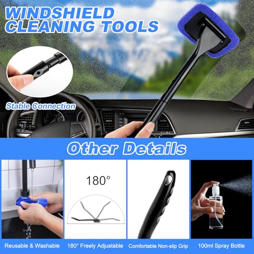 Car Cleaning Kit, Car Vacuum Interior Detailing Cleaner Kit with High Power Handheld Vacuum, Brush Set, Windshield Tool, Duster, Towels, Complete Car Care Tools for Women (Blue) - color: Blue