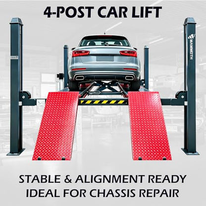 MJ-4Z-40B 11000LBS 4 Post Lift – Heavy Duty Car Lift with 7000LBS Rolling Jack, Copper Motor, 220V Alignment Car Lift for Repair Shops, 4S Stores & Professional Garages | 11000 LBS Capacity, Heavy Duty Steel Auto Hoist, Automatic Safety Lock, For Home Gar