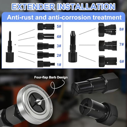 12pcs Blind Hole Bearing Puller Set, Slide Hammer Bearing Puller Set with Expandable Collets 8-32mm, High Strength Pilot Inner Removal Tool for Automotive and Motorcycle Wheel Bearings