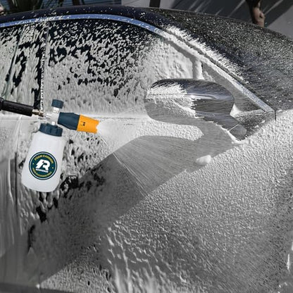 Sooprinse Foam Cannon with 1/4 Inch Quick Connector, Heavy Duty Car Foam Blaster Wide Neck Adjustable Snow Foam Lance for Pressure Washer, 1 Liter - color: Yellow+Dark Green+Black